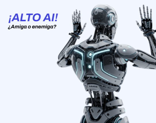 Robot humanoide levantando las manos - Alto AI